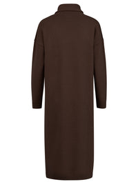Langes Strickkleid mit Rollkragen und Kaschmiranteil | braun