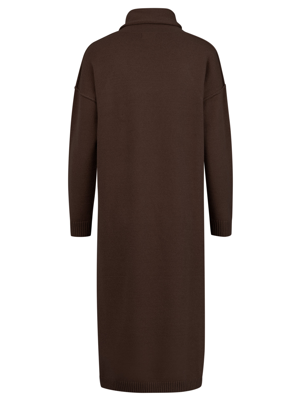 Langes Strickkleid mit Rollkragen und Kaschmiranteil | braun