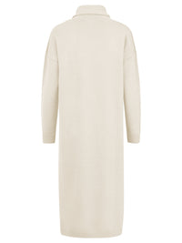 Langes Strickkleid mit Rollkragen und Kaschmiranteil | champagner