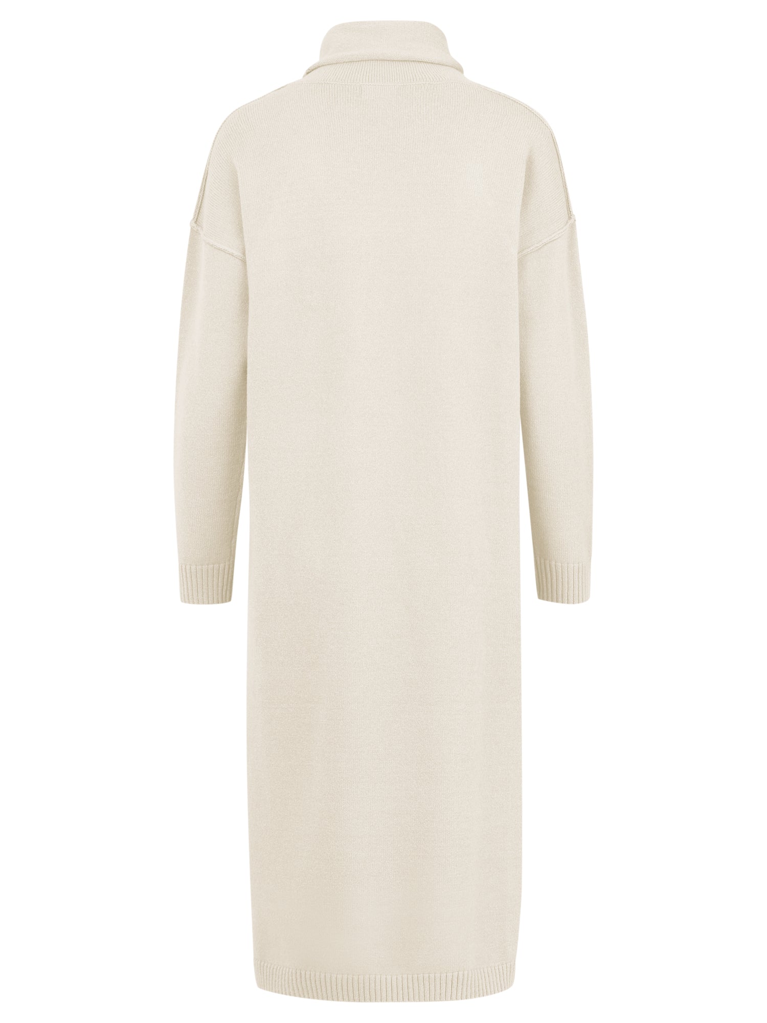Langes Strickkleid mit Rollkragen und Kaschmiranteil | champagner