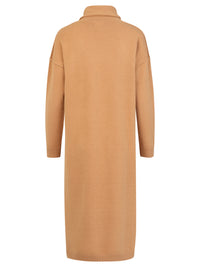 Langes Strickkleid mit Rollkragen und Kaschmiranteil | camel
