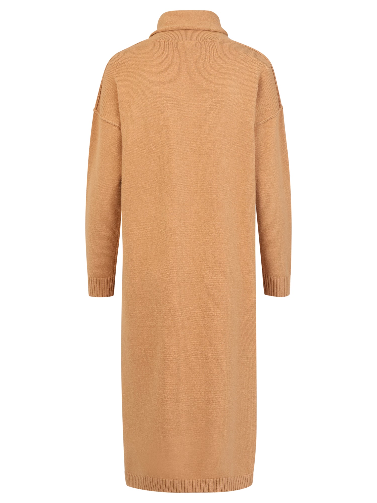 Langes Strickkleid mit Rollkragen und Kaschmiranteil | camel