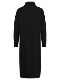 Langes Strickkleid mit Rollkragen und Kaschmiranteil | schwarz