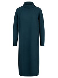 Langes Strickkleid mit Rollkragen und Kaschmiranteil | petrol