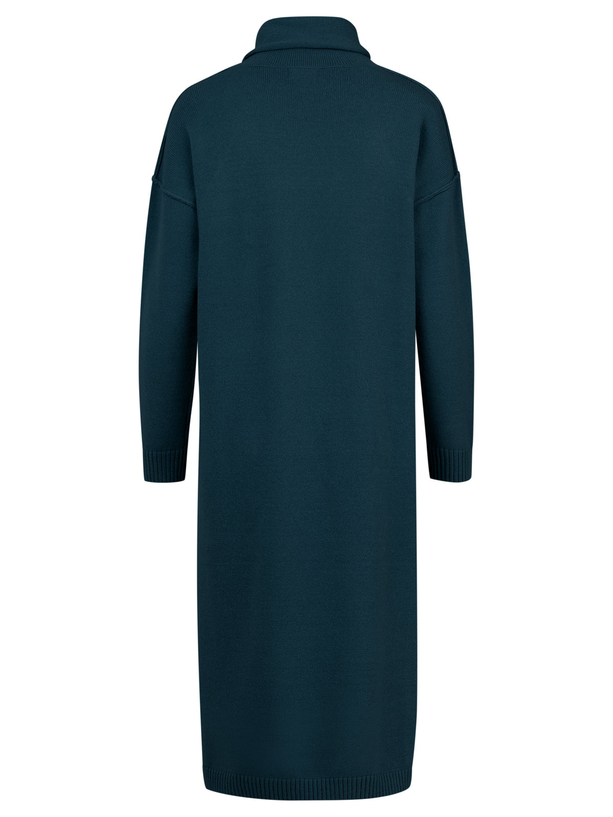 Langes Strickkleid mit Rollkragen und Kaschmiranteil | petrol