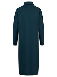 Langes Strickkleid mit Rollkragen und Kaschmiranteil | petrol