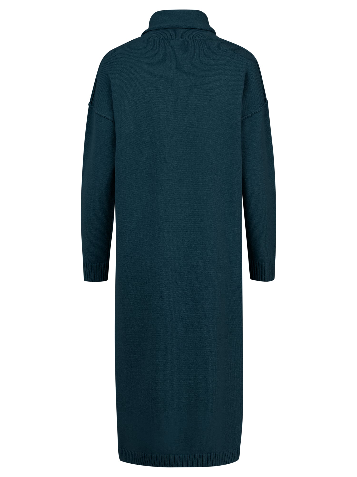 Langes Strickkleid mit Rollkragen und Kaschmiranteil | petrol