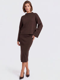 Oversized Pullover mit Kaschmiranteil | braun
