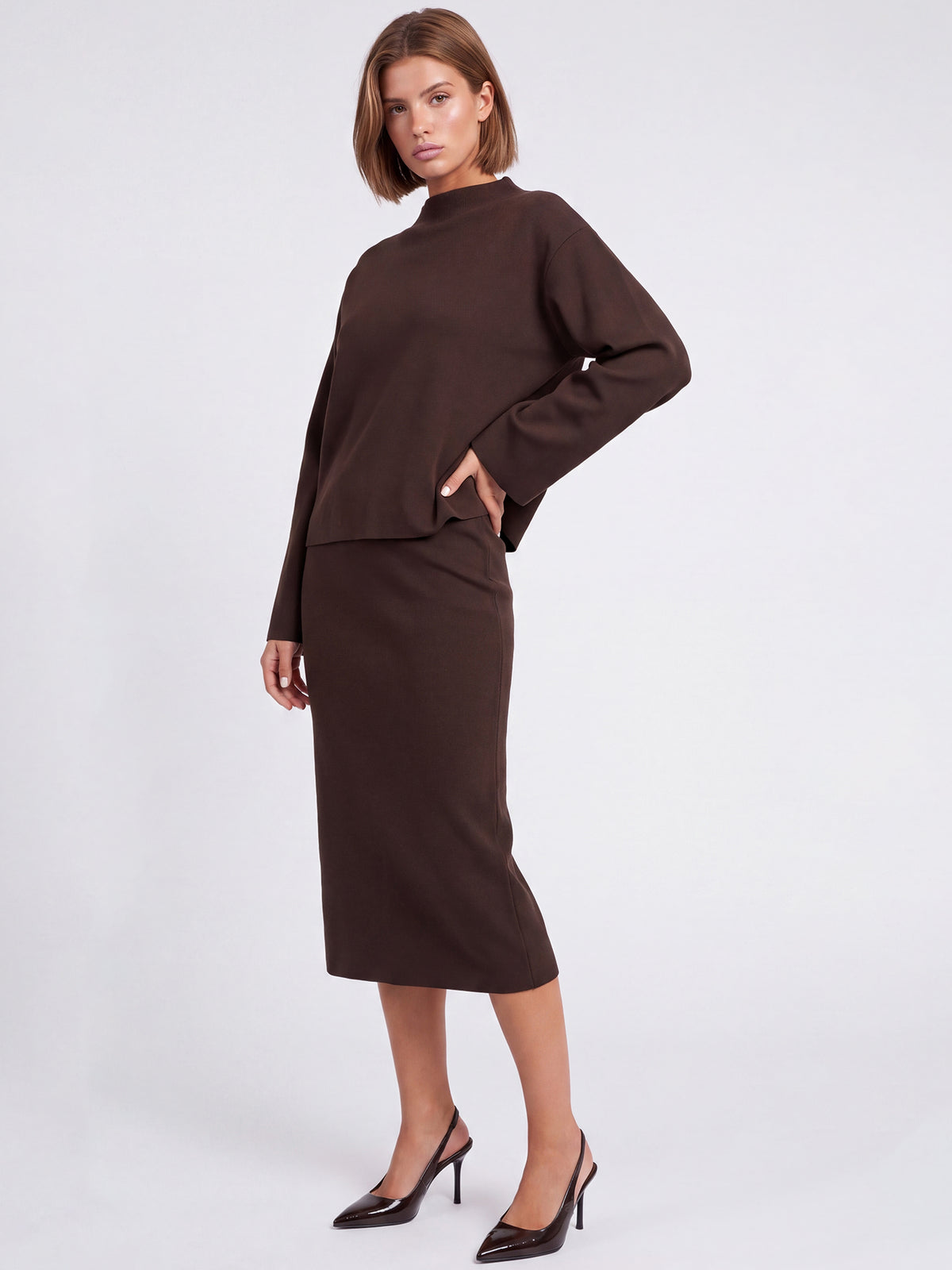 Oversized Pullover mit Kaschmiranteil | braun