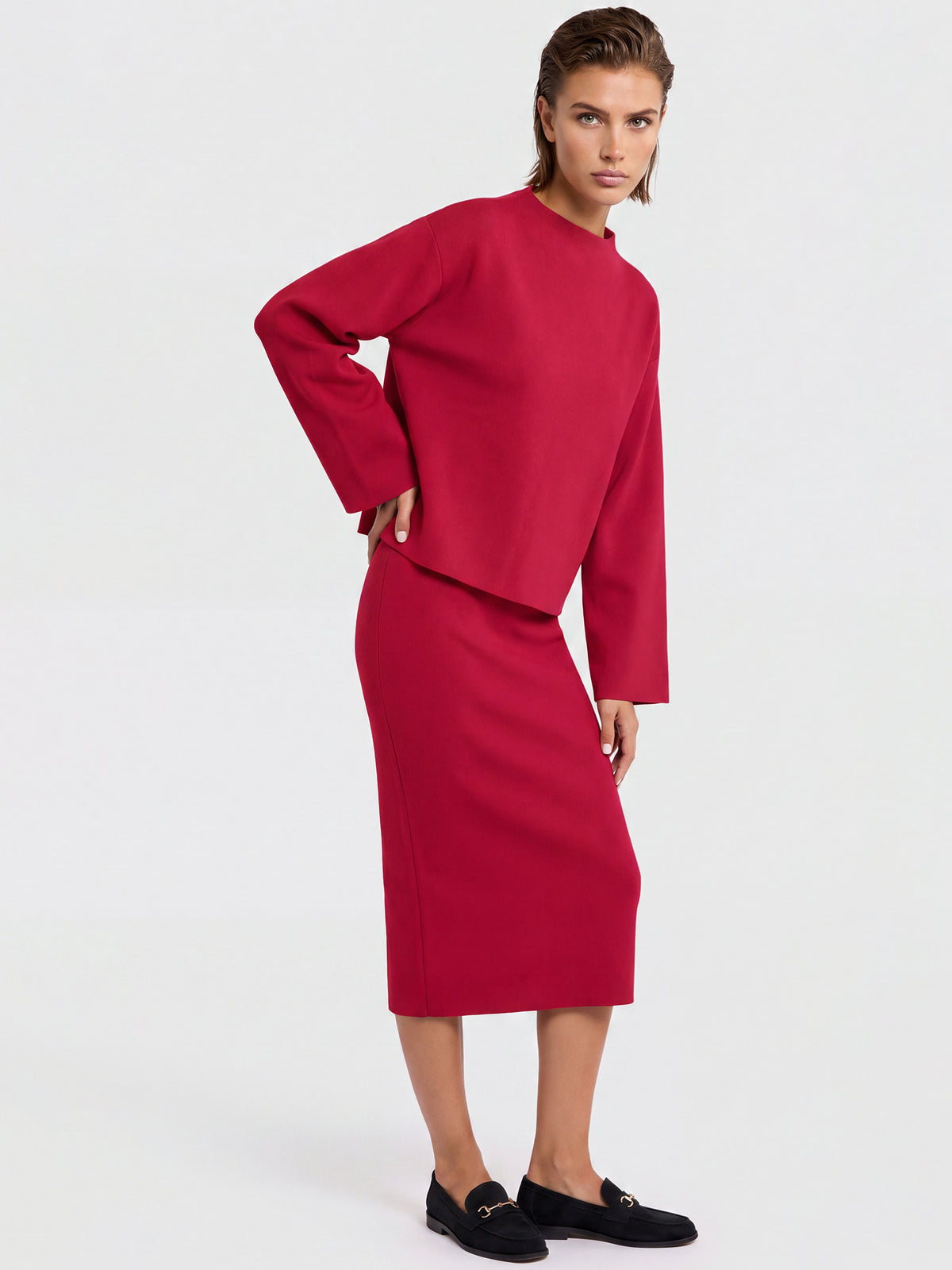 Oversized Pullover mit Kaschmiranteil | rot