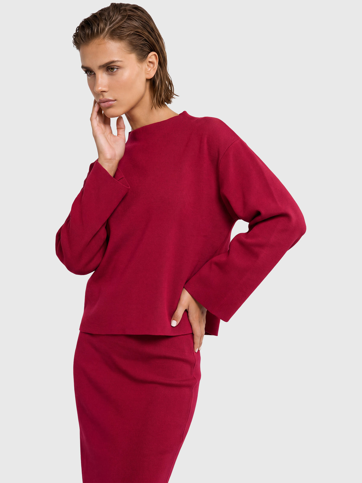 Oversized Pullover mit Kaschmiranteil | rot