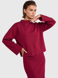 Oversized Pullover mit Kaschmiranteil | rot