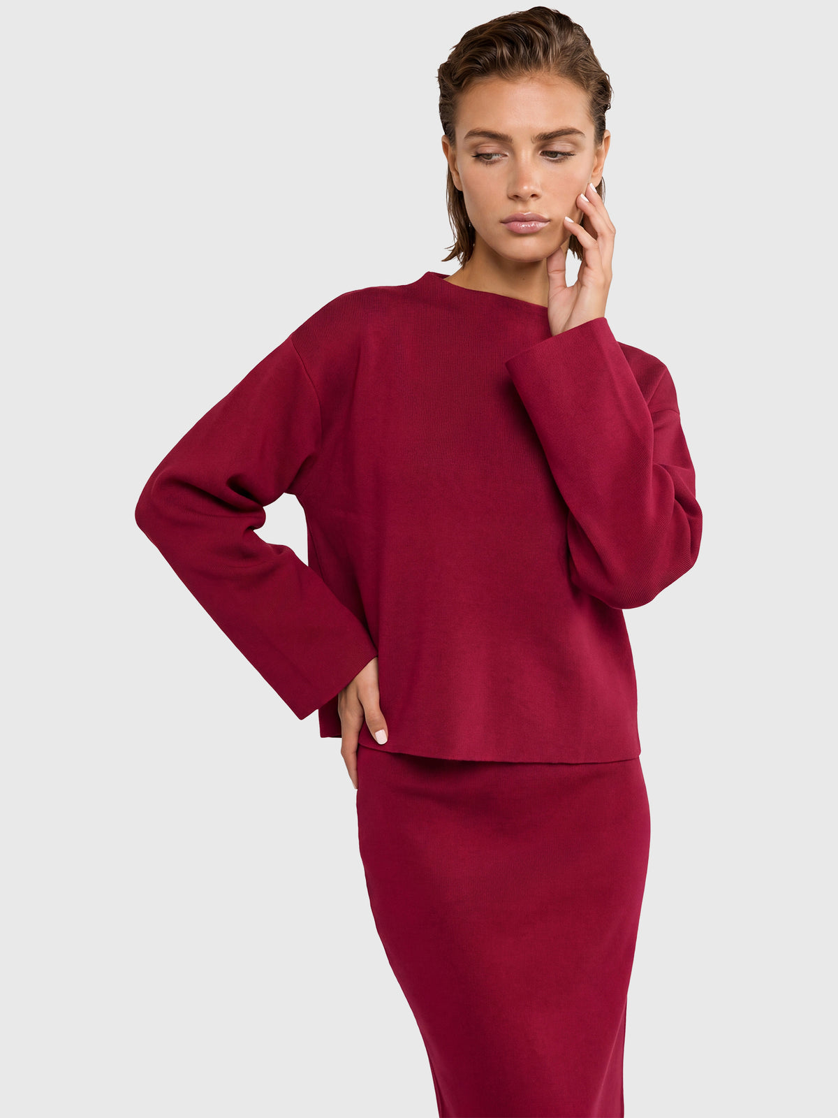 Oversized Pullover mit Kaschmiranteil | rot