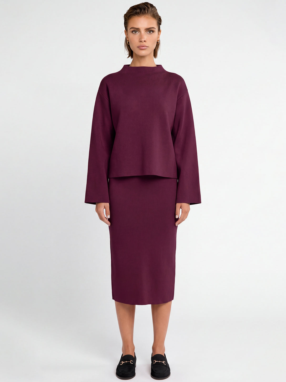 Oversized Pullover mit Kaschmiranteil | weinrot