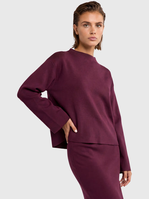 Oversized Pullover mit Kaschmiranteil | weinrot image 1
