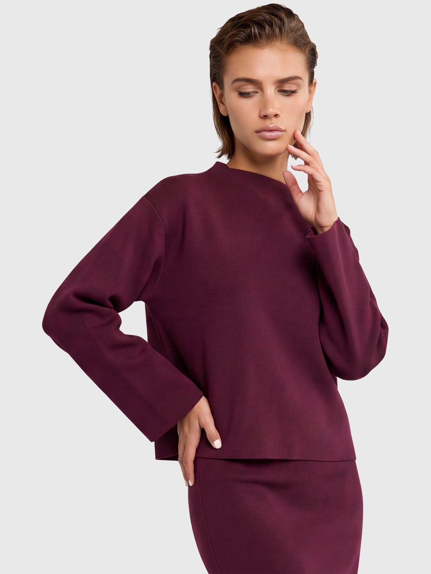 Oversized Pullover mit Kaschmiranteil | weinrot