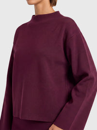 Oversized Pullover mit Kaschmiranteil | weinrot