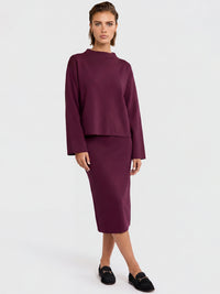 Oversized Pullover mit Kaschmiranteil | weinrot