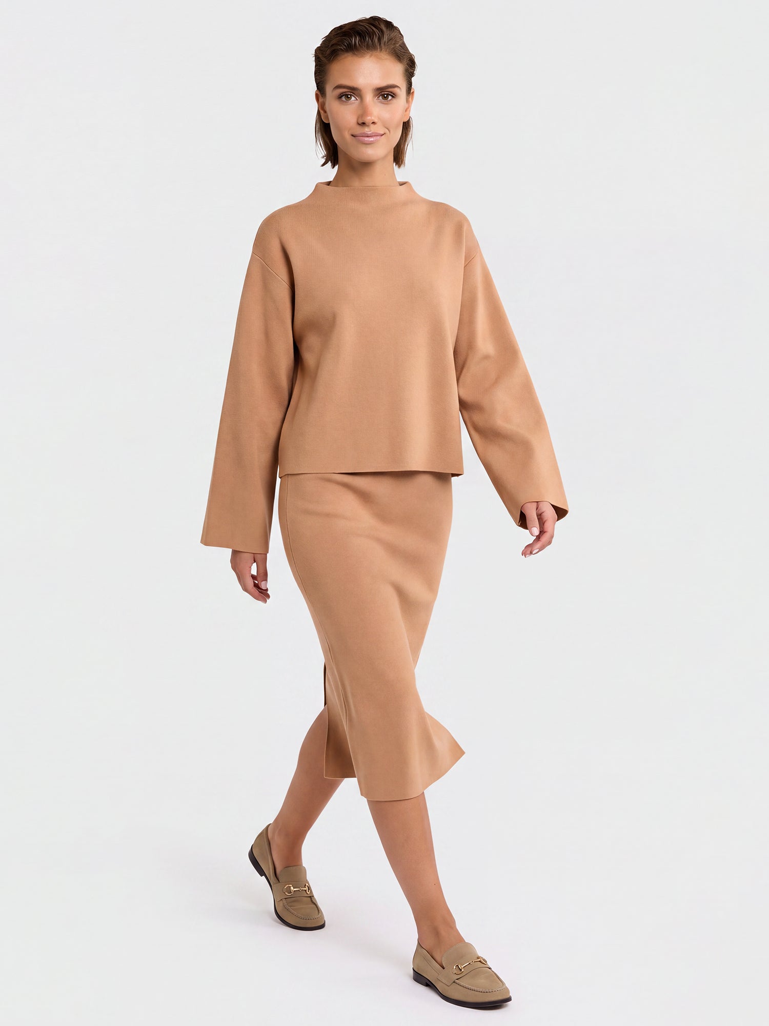 Oversized Pullover mit Kaschmiranteil | camel