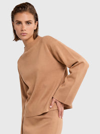 Oversized Pullover mit Kaschmiranteil | camel
