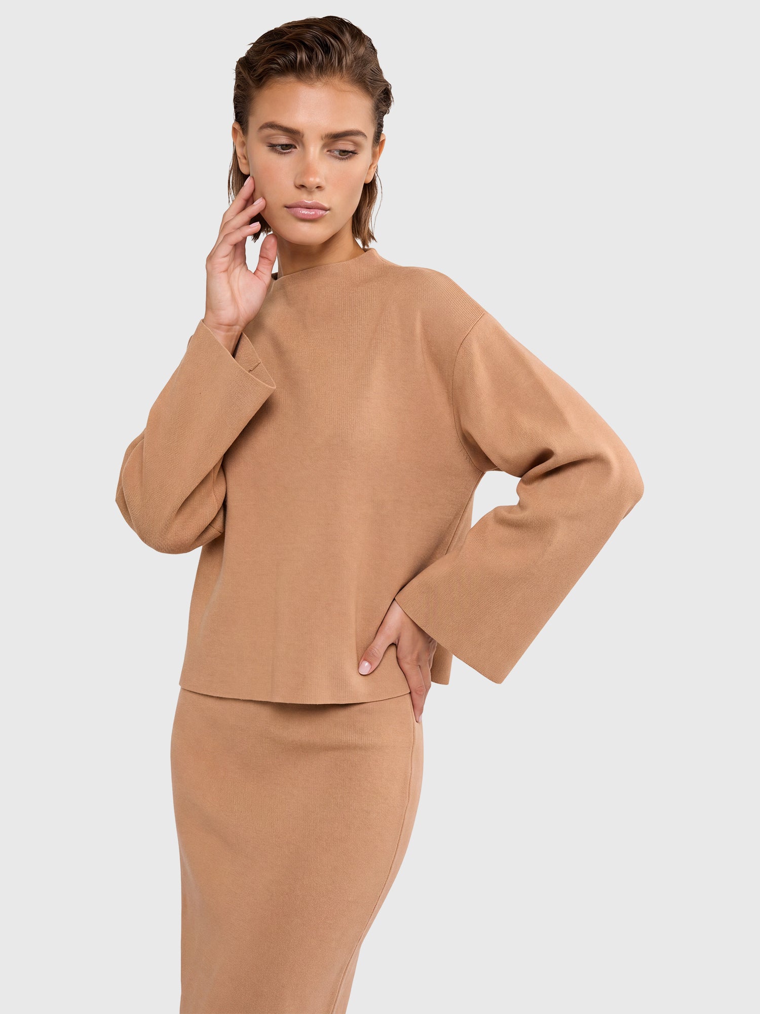 Oversized Pullover mit Kaschmiranteil | camel