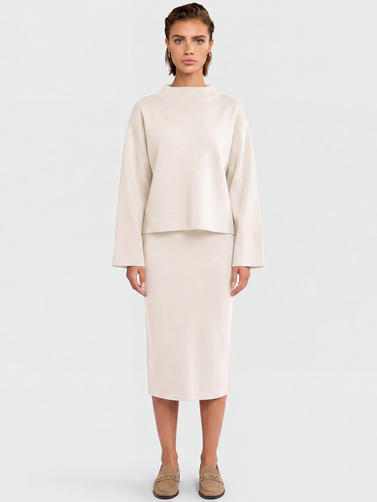 Oversized Pullover mit Kaschmiranteil | champagner