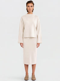 Oversized Pullover mit Kaschmiranteil | champagner