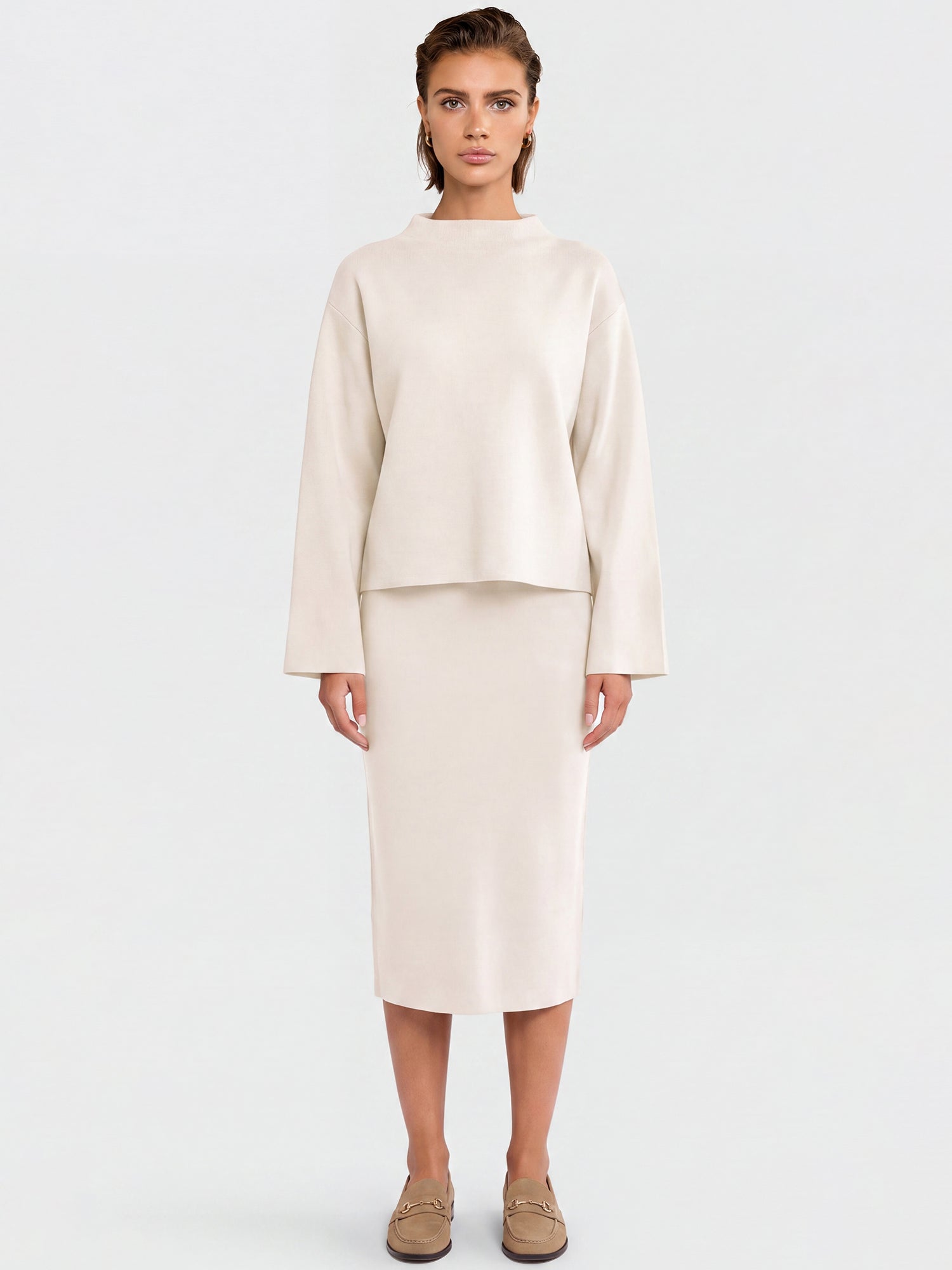 Oversized Pullover mit Kaschmiranteil | champagner