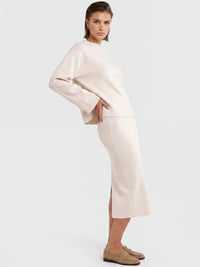Oversized Pullover mit Kaschmiranteil | champagner