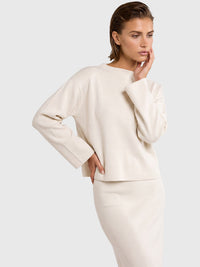 Oversized Pullover mit Kaschmiranteil | champagner