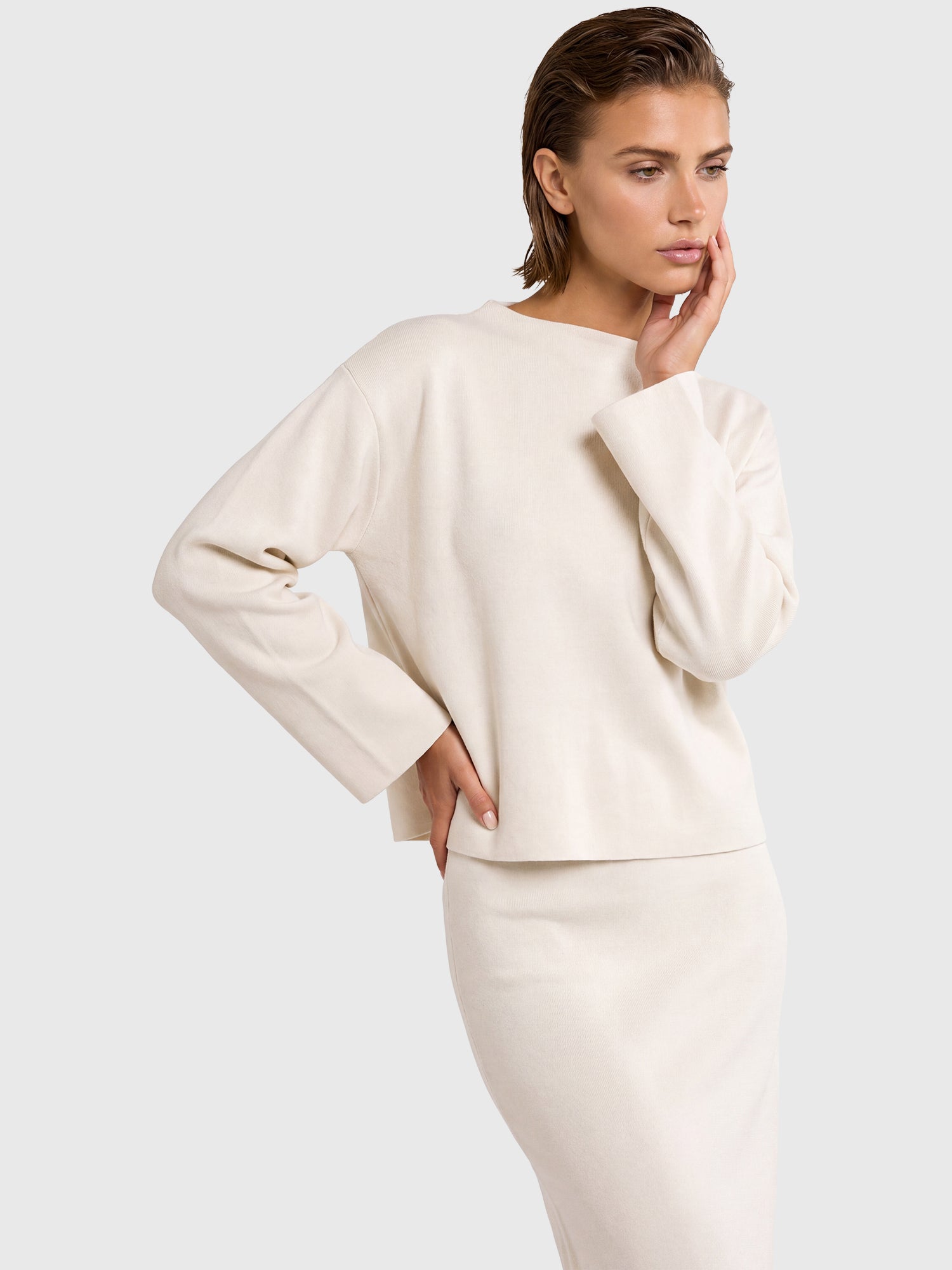 Oversized Pullover mit Kaschmiranteil | champagner