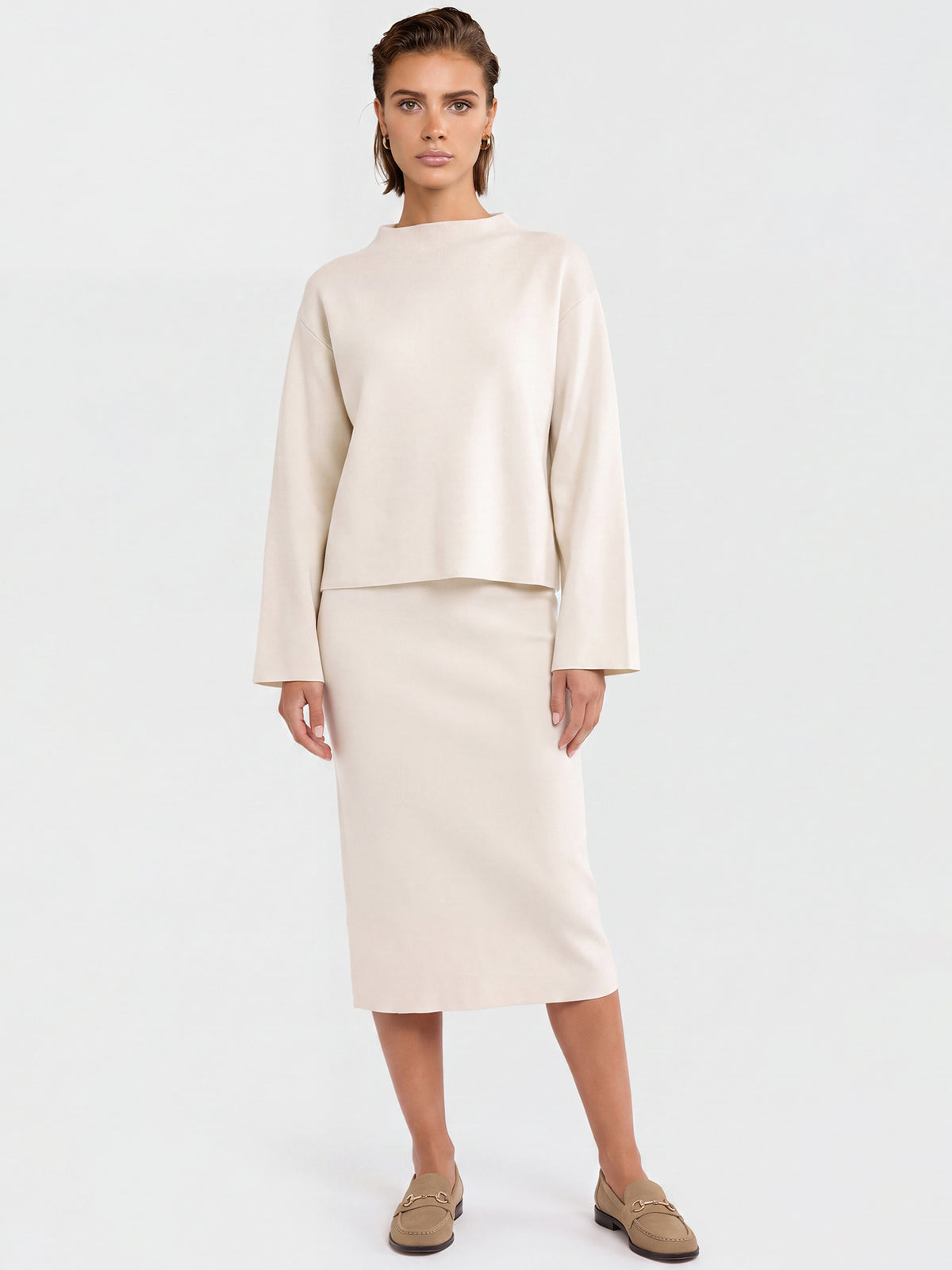 Oversized Pullover mit Kaschmiranteil | champagner