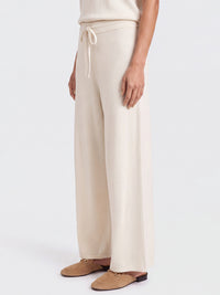 Weite Strickhose mit Kaschmiranteil | champagner