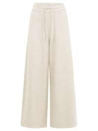 Weite Strickhose mit Kaschmiranteil | champagner