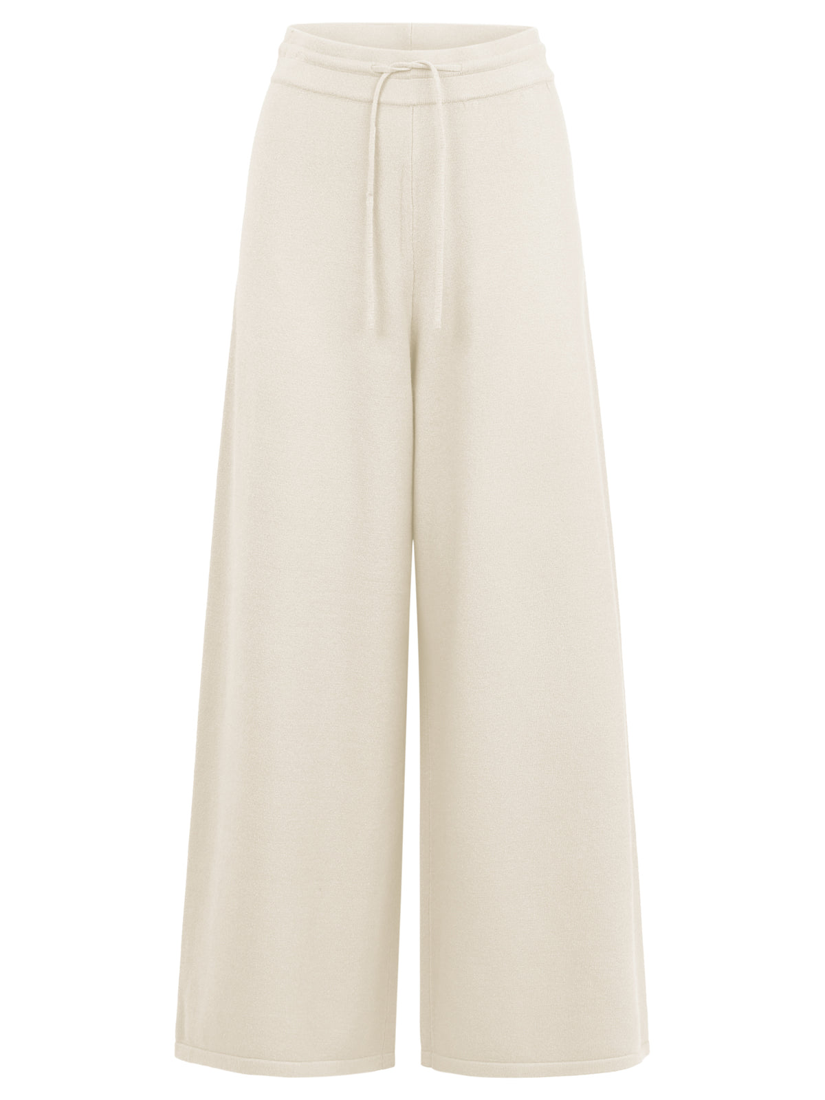 Weite Strickhose mit Kaschmiranteil | champagner