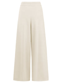 Weite Strickhose mit Kaschmiranteil | champagner