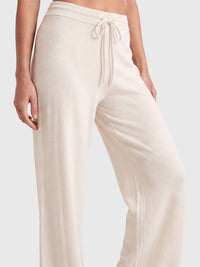 Weite Strickhose mit Kaschmiranteil | champagner