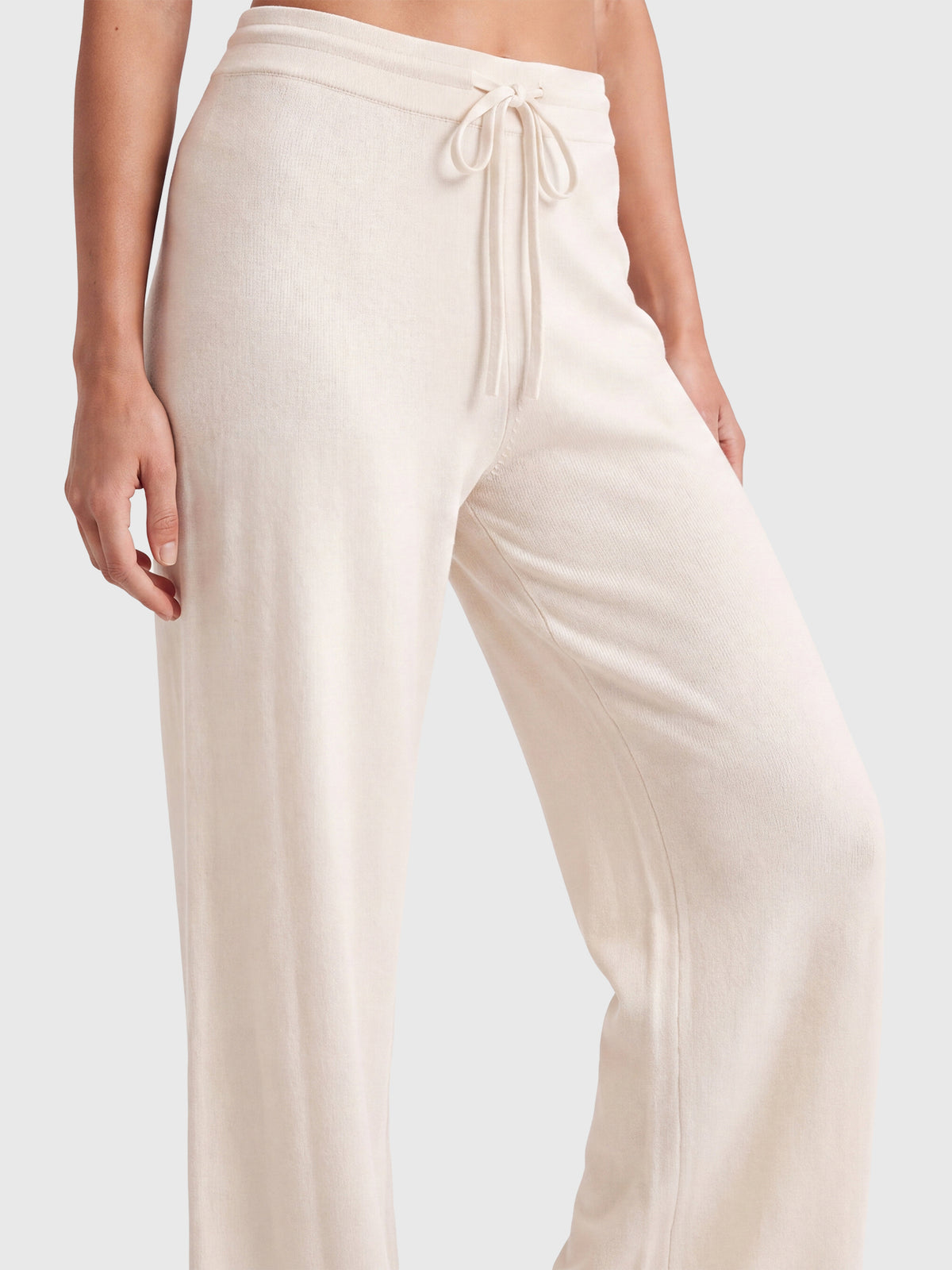 Weite Strickhose mit Kaschmiranteil | champagner