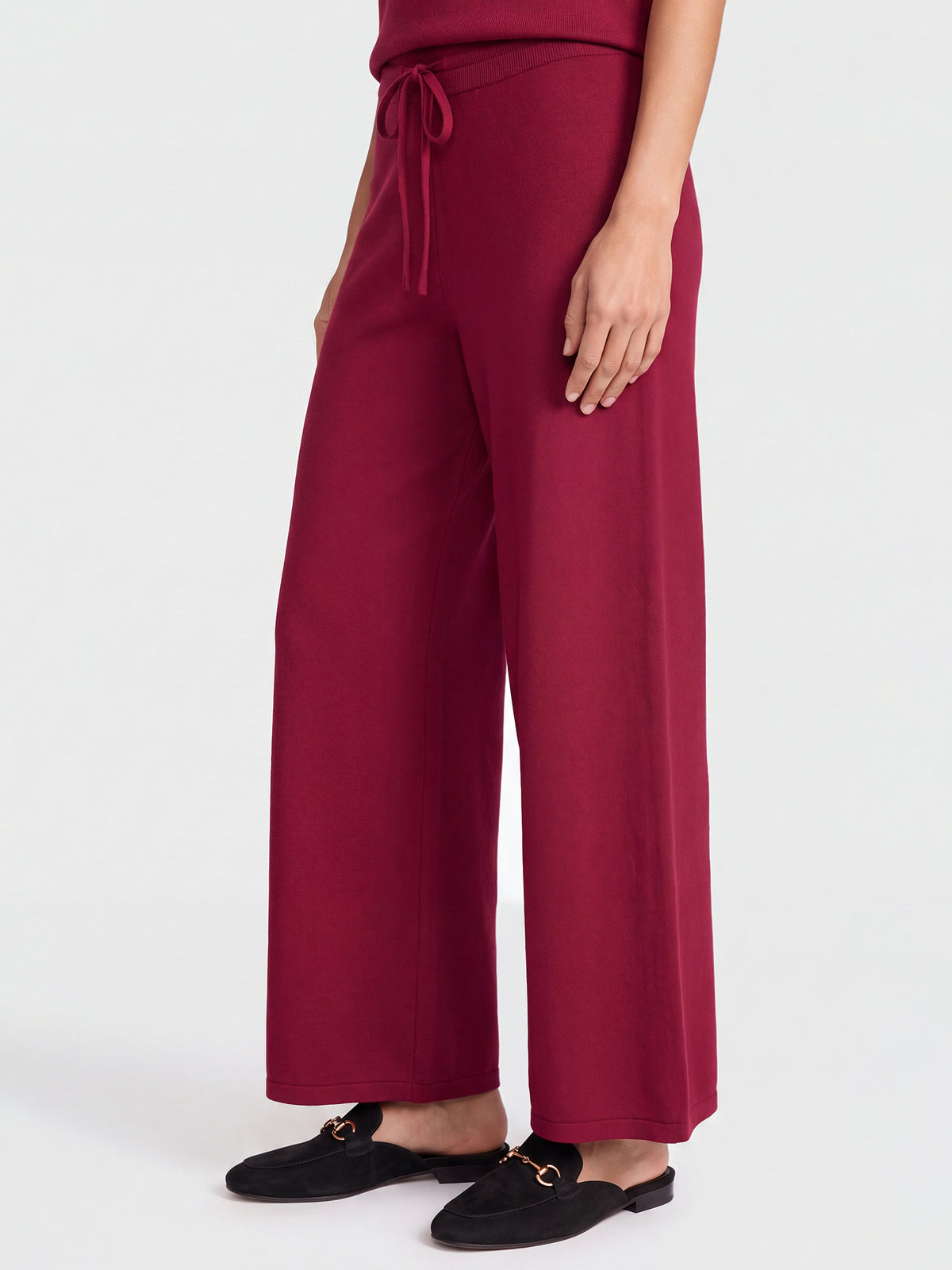 Weite Strickhose mit Kaschmiranteil | rot