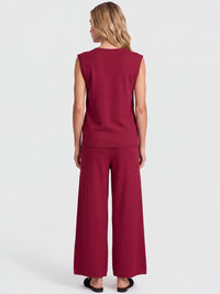 Weite Strickhose mit Kaschmiranteil | rot