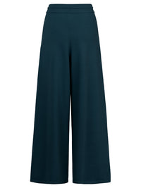 Weite Strickhose mit Kaschmiranteil | petrol