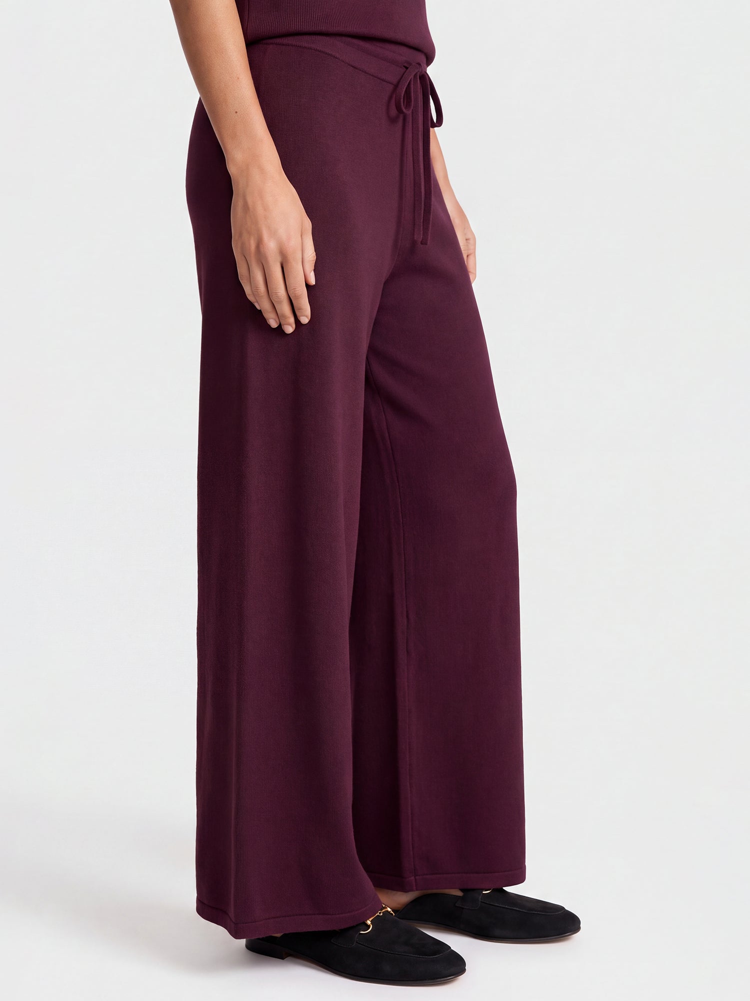 Weite Strickhose mit Kaschmiranteil | weinrot