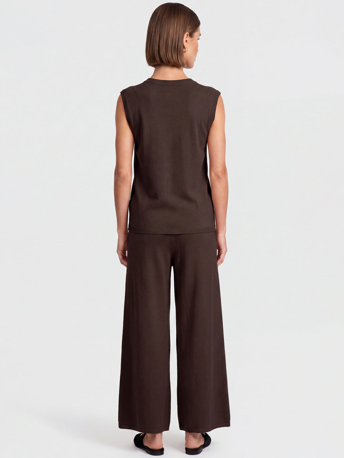Weite Strickhose mit Kaschmiranteil | braun