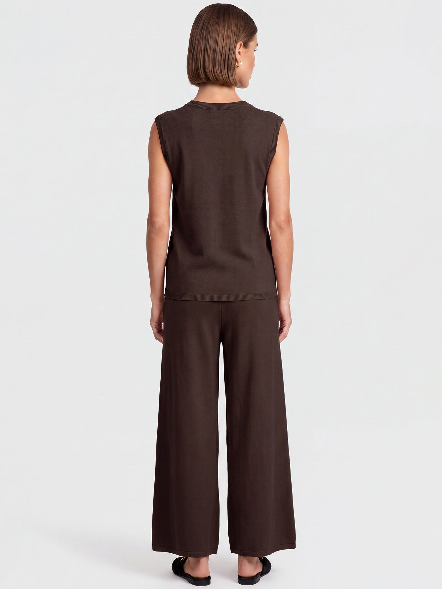 Weite Strickhose mit Kaschmiranteil | braun