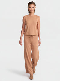 Weite Strickhose mit Kaschmiranteil | camel