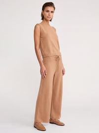 Weite Strickhose mit Kaschmiranteil | camel