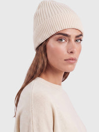 Strickmütze aus reiner Merinowolle | champagner