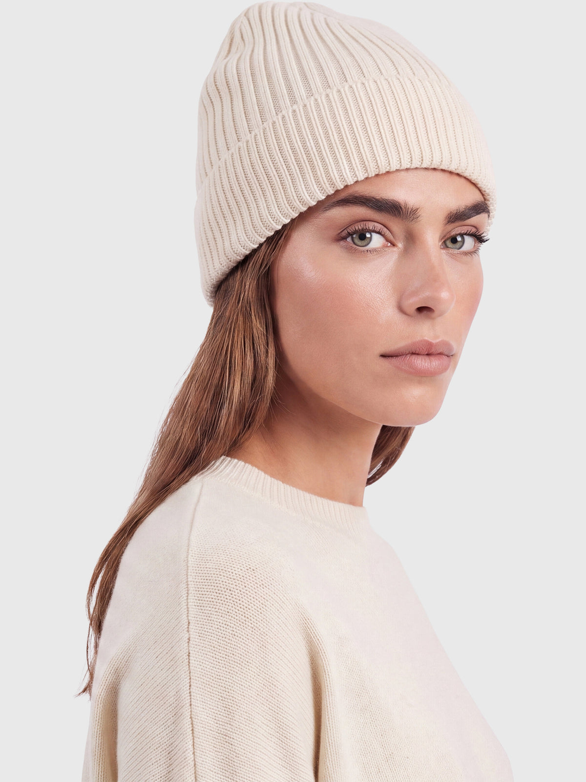 Strickmütze aus reiner Merinowolle | champagner