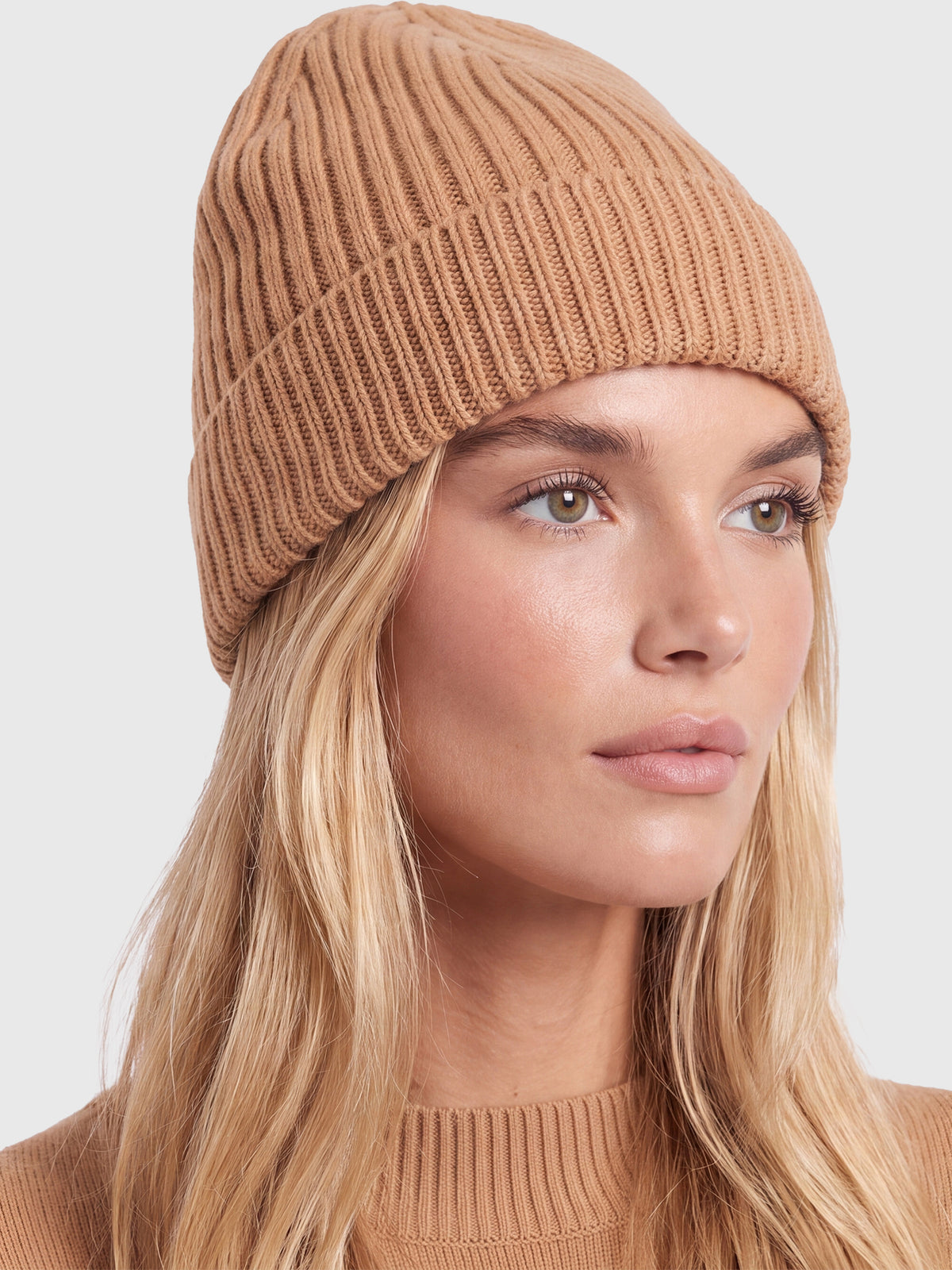 Strickmütze aus reiner Merinowolle | camel