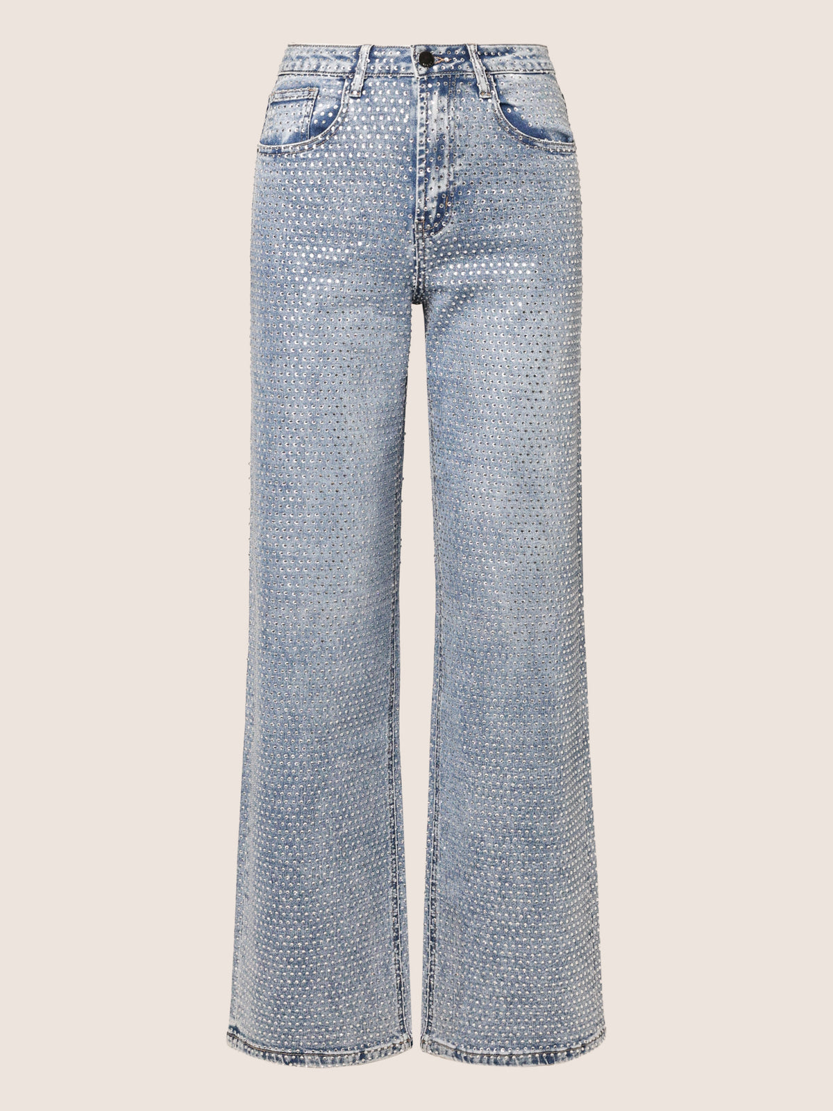 Jeans mit Kristallsteinen | acid wash